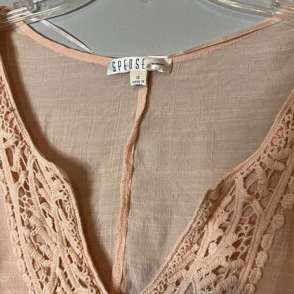Spense Flowy Top Boho Chic Peasant Embroidered Crochet Gauzy Festival Flare 1X - Picture 6 of 6